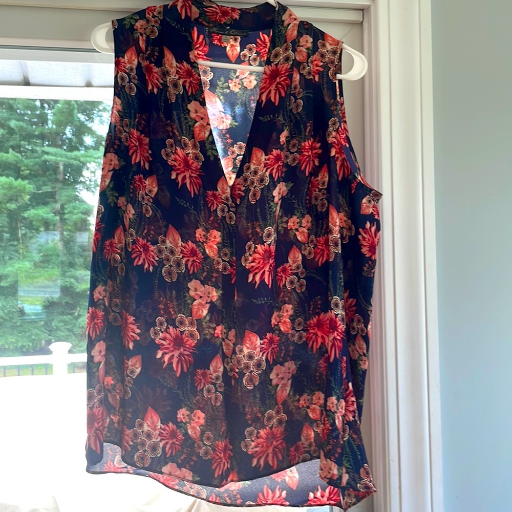 Rose & Olive pink and navy blue blouse, X-Large